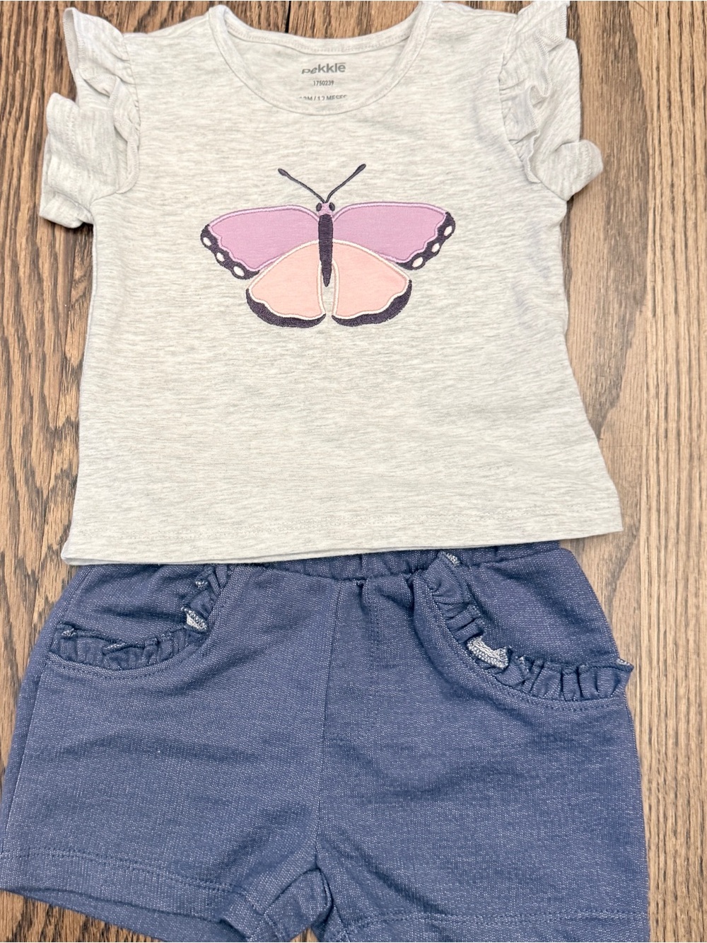 Pekkle Shirt Shorts Outfit Sz 12M Embroidered Soft Ruffles TT